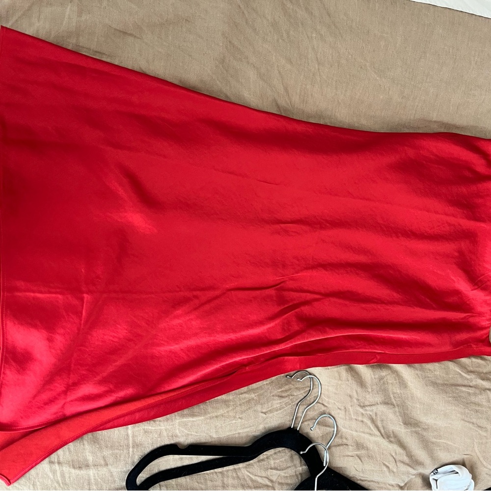 Vibrant Red Satin Dress